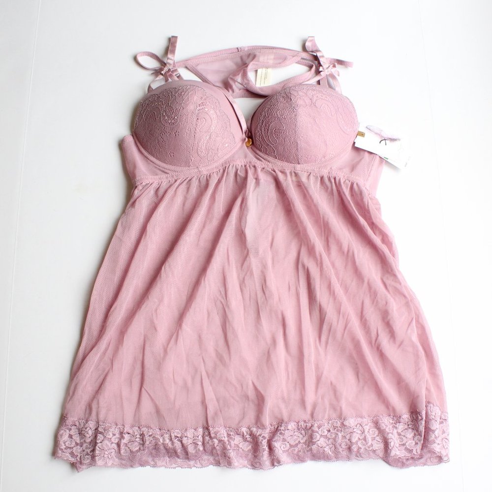 Jessica Simpson Lace Babydoll Thong 2 Piece Set L